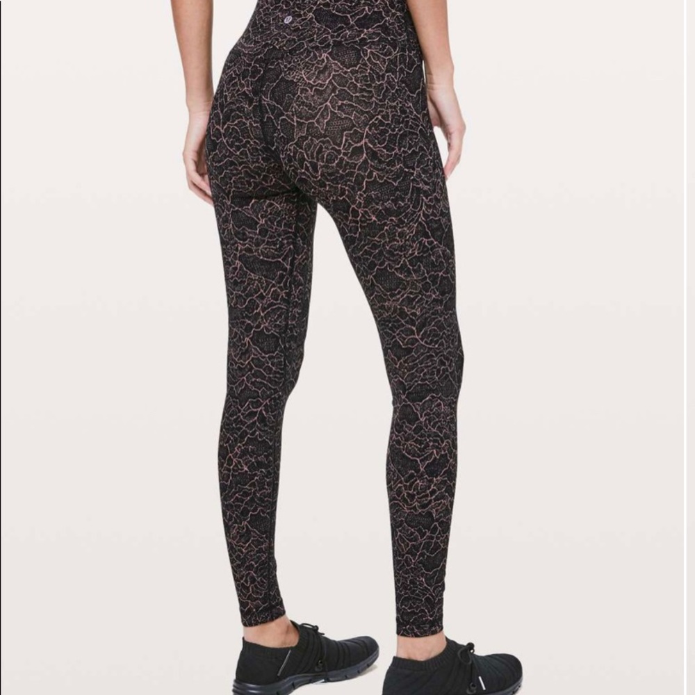 lululemon Align Pant 28” - Lacescape (pink/black) size 6